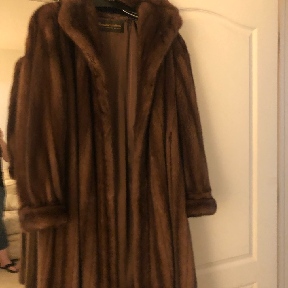 Full Lenght Mink Fur Coat Maximilian/Alta Moda with Matching Mink Headband Large